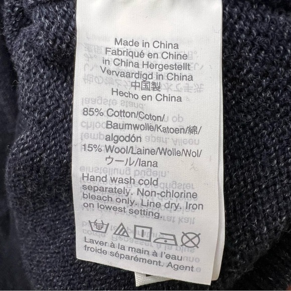 J. Crew Mens Blue Black Color Block Cotton Wool Crewneck Sweater Size M Office - Picture 7 of 8